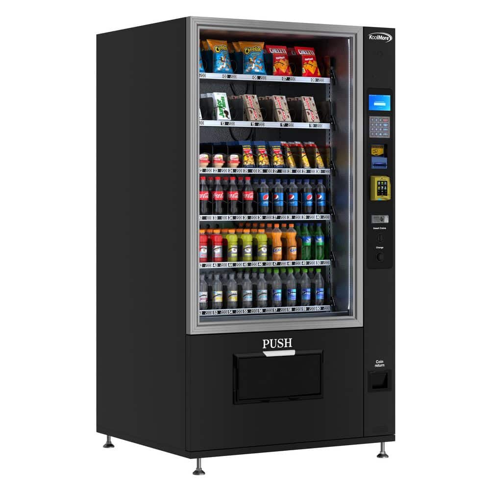 41 in. Refrigerated Vending Machine, 60 Slots With CC reader, Coin and Bill Acceptor in Black, 75 cu. ft.