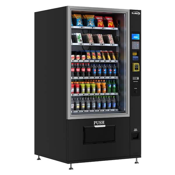 41 in. Refrigerated Vending Machine, 60 Slots With CC reader, Coin and Bill Acceptor in Black, 75 cu. ft.