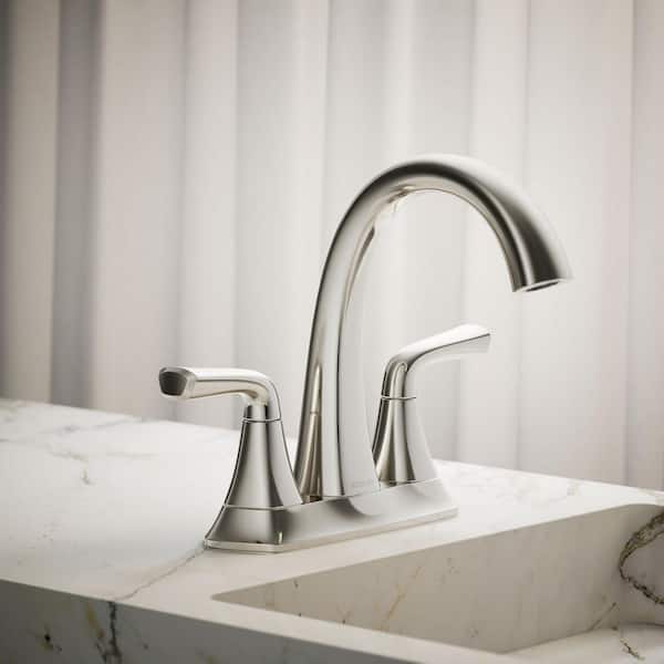 Sundae 4 in. Centerset Double Handle Bathroom Faucet in Vibrant Polished Nickel