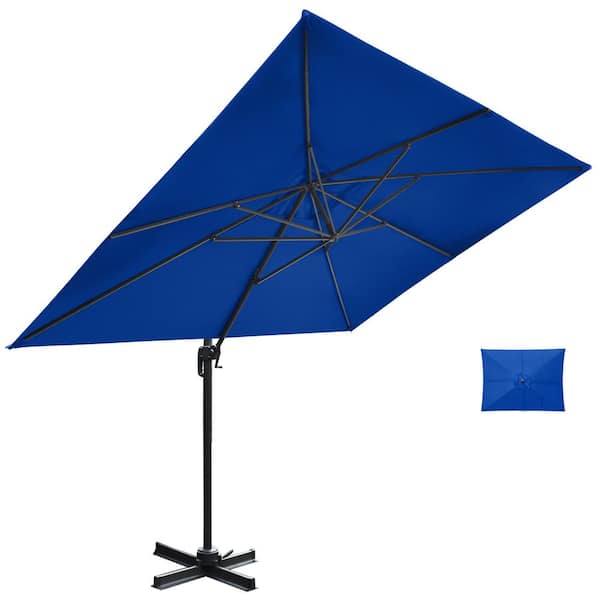 Amucolo 9 ft. x 12.5 ft. Rectangular Patio Cantilever Umbrella in Dark Blue with 360-Degree Rotation, 5-Position Tilt