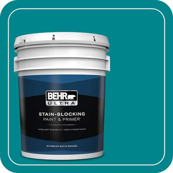 BEHR ULTRA 5 gal. #500B-7 Tucson Teal Satin Enamel Exterior Paint & Primer