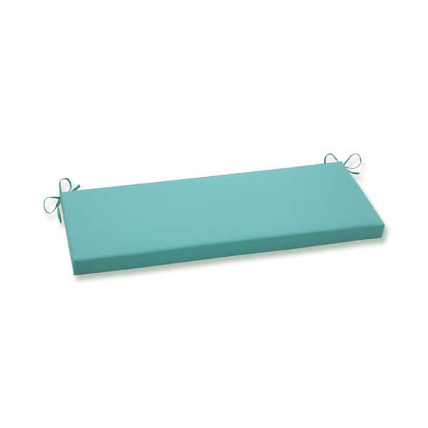 Pillow Perfect Solid Rectangular Outdoor Bench Cushion in Blue
