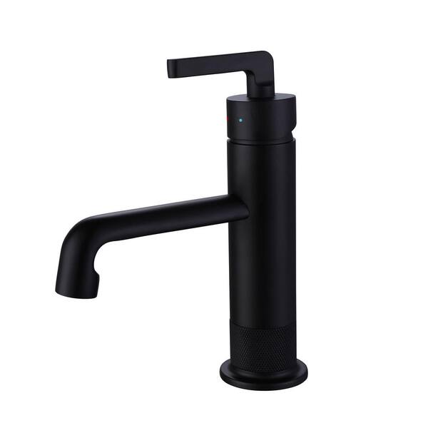 AIMADI Single Handle Single Hole Bathroom Faucet Modern Brass Bathroom Basin Taps in Matte Black