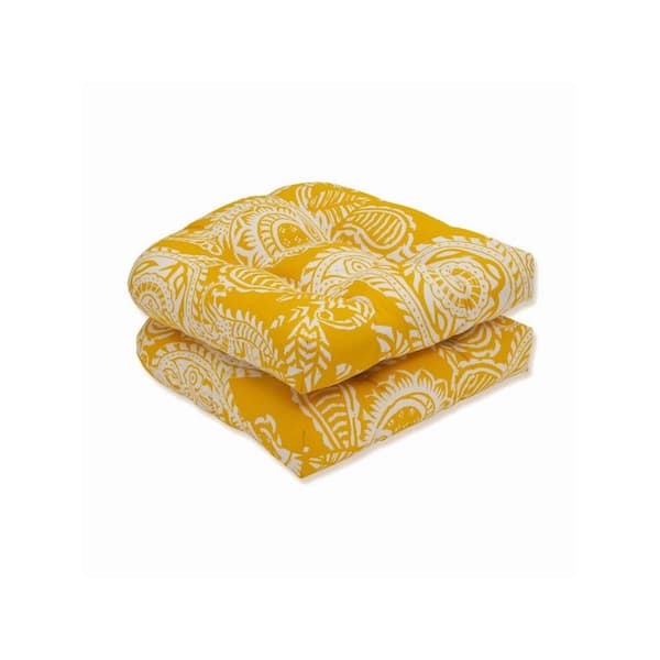 Yellow Square Outdoor Seat Tufted, Weather, and Fade Resistant Chair Seat Cushion