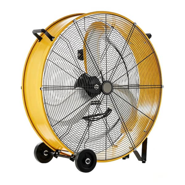 30 in. 13000 CFM Heavy-Duty High Velocity Barrel Floor Drum Fan with Powerful 1/3 HP Motor in Yellow