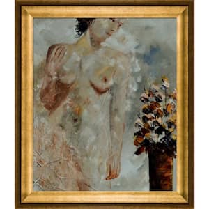25 in. x 29 in. "Nude 1160 with Athenian Gold Frame " by Pol Ledent Framed Canvas Wall Art