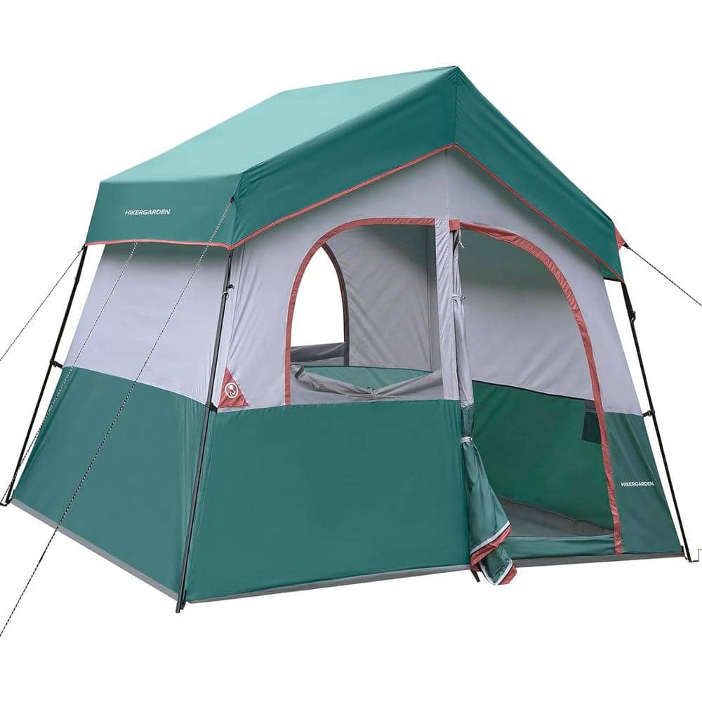 10 ft. x 8 ft. Dark Green 6-Person Camping Tent, Portable