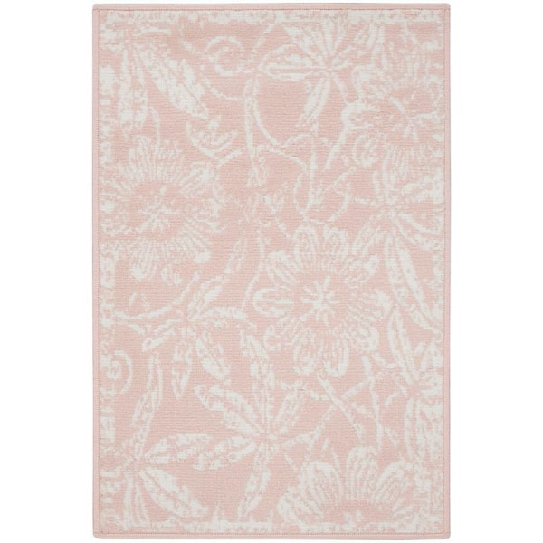 Whimsicle Pink doormat 2 ft. x 3 ft. Floral Contemporary Kitchen Area Rug