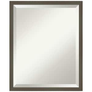 Medium Rectangle Matte Grey Beveled Glass Modern Mirror (21.25 in. H x 17.25 in. W)