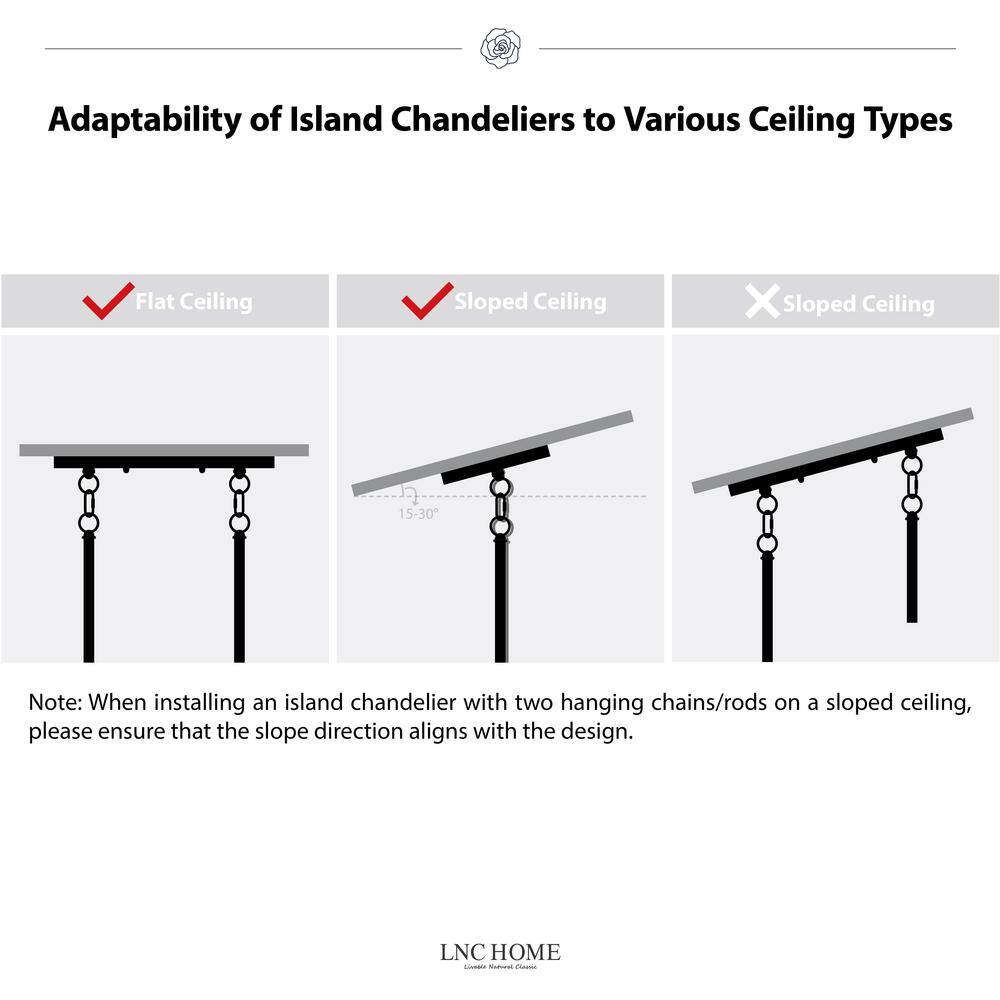 Matte Black and Mercury Glass 6-Light Linear Chandelier
