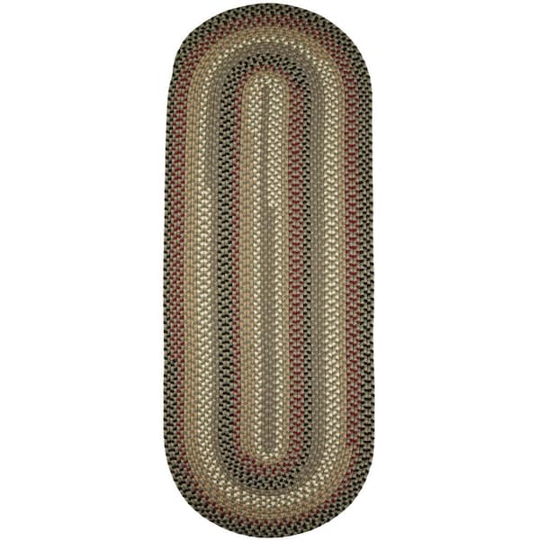 Country Medley Forest Green 2 ft. x 8 ft. Indoor/Outdoor Braided Runner Rug