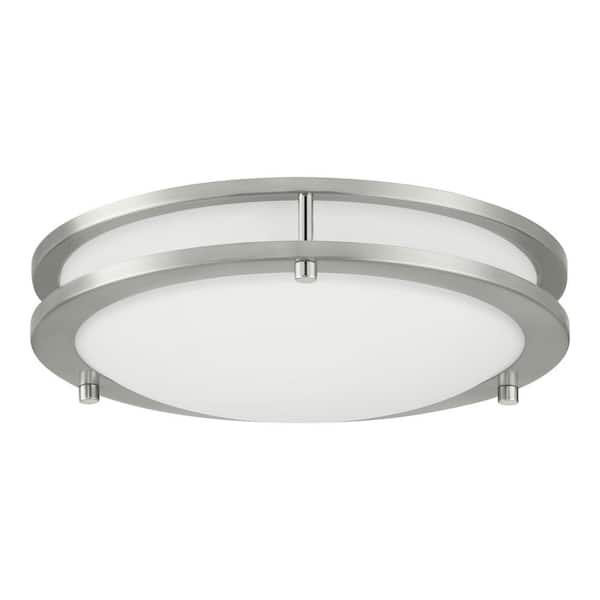 Flaxmere 12 in. Modern Brushed Nickel Selectable 3 CCT Integrated LED Flush Mount for Kitchens or Bedrooms