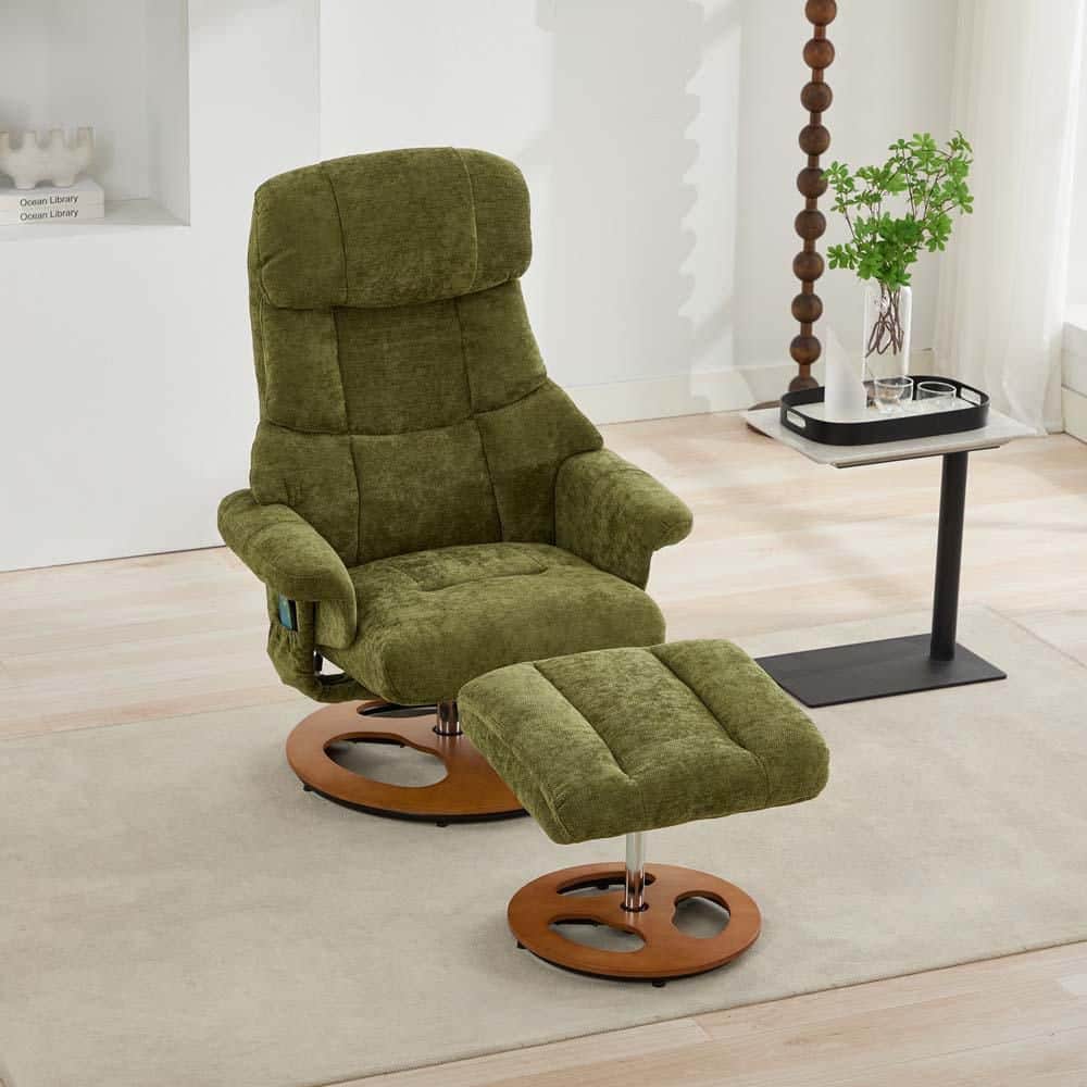 Green Metal Outdoor Chaise Lounge Chair with Green Cushion