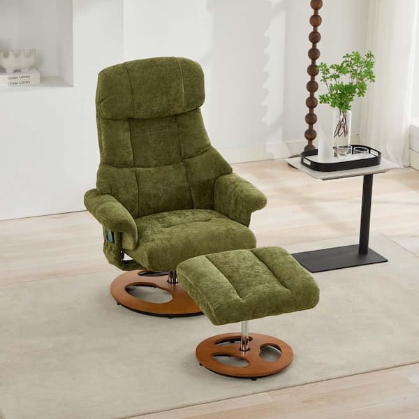 Green Metal Outdoor Chaise Lounge Chair with Green Cushion