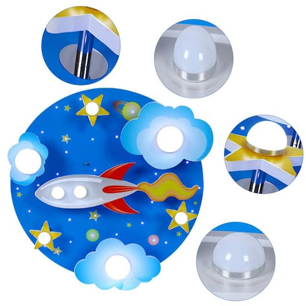 OUKANING 23.6 in. 8-Light Blue Creative Cartoon Universe Flush