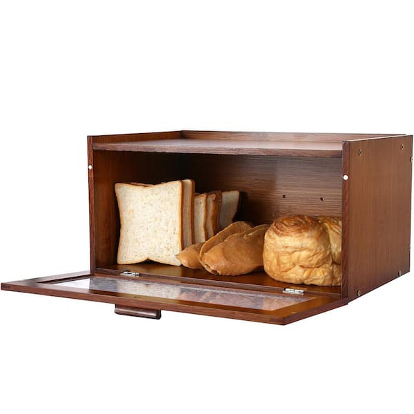 Wudkey 1 Piece Vintage Bread Box for Kitchen Countertop, Retro