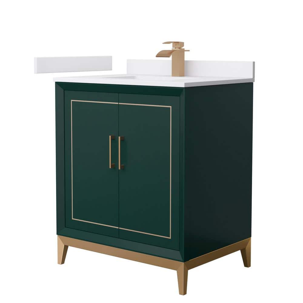 Marlena 30 in. W x 22 in. D x 35.25 in. H Single Bath Vanity in Green with White Cultured Marble Top price history on PriceWatchPro