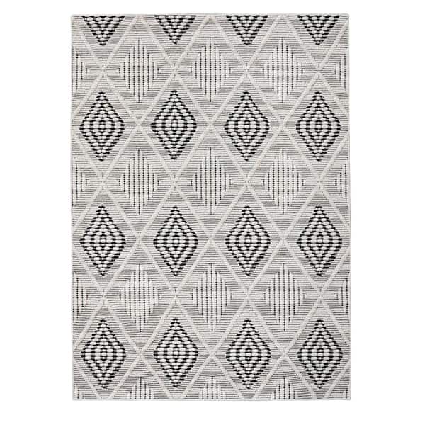 Linon Home Decor Meridith Cream and Gray 3 ft. x 5 ft. Accent Rug