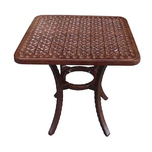 21 in. Rustic Brown Square Aluminum Outdoor Side Table
