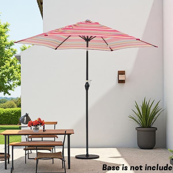 9 ft. Aluminum Market Umbrella with Crank and Push Button Tilt Outdoor Patio Umbrella in Multicolor