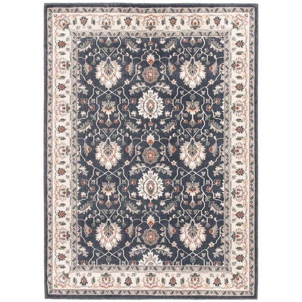 Natco Stratford Adian Blue/Alabaster 5 ft. x 8 ft. Traditional Polypropylene Area Rug
