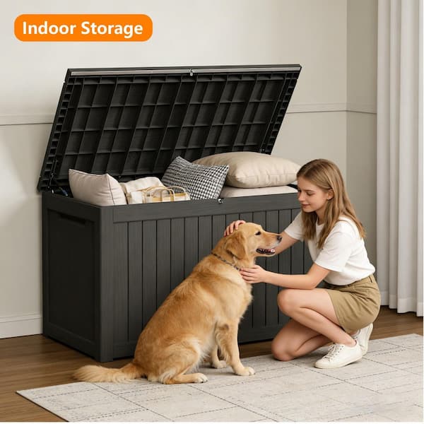 Decksplore 230 Gal. Black Resin Storage Deck Box for Outdoor