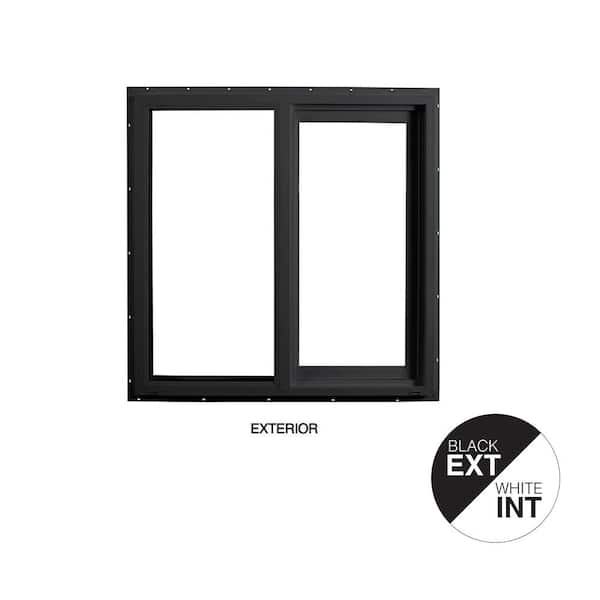 47.5 in. x 47.5 in. Select Series Vinyl Horizontal Sliding Left Hand Black Window with White Int, HP2+ Glass and Screen