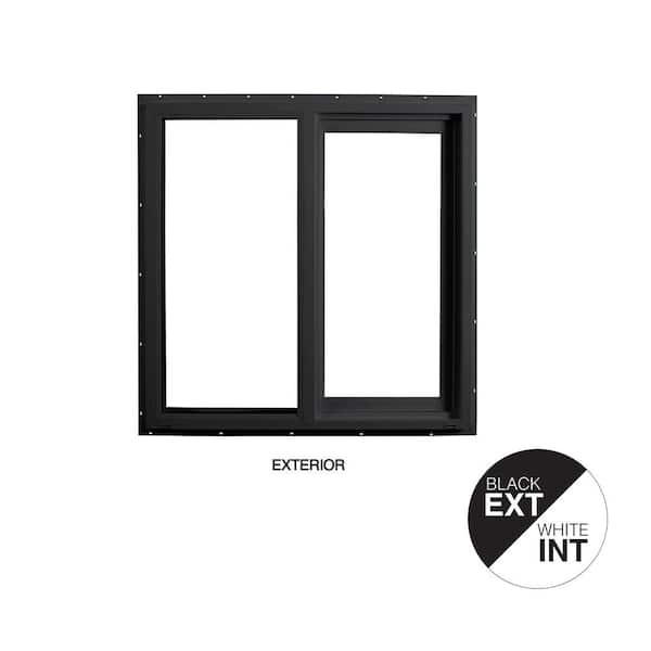 Ply Gem 47.5 in. x 47.5 in. Select Series Vinyl Horizontal Sliding Left Hand Black Window with White Int, HP2+ Glass and Screen