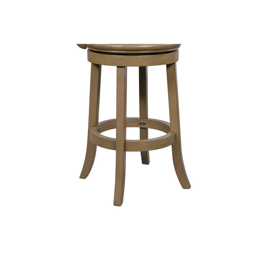 Caramel Faux Leather and Wood Swivel Counter Stool