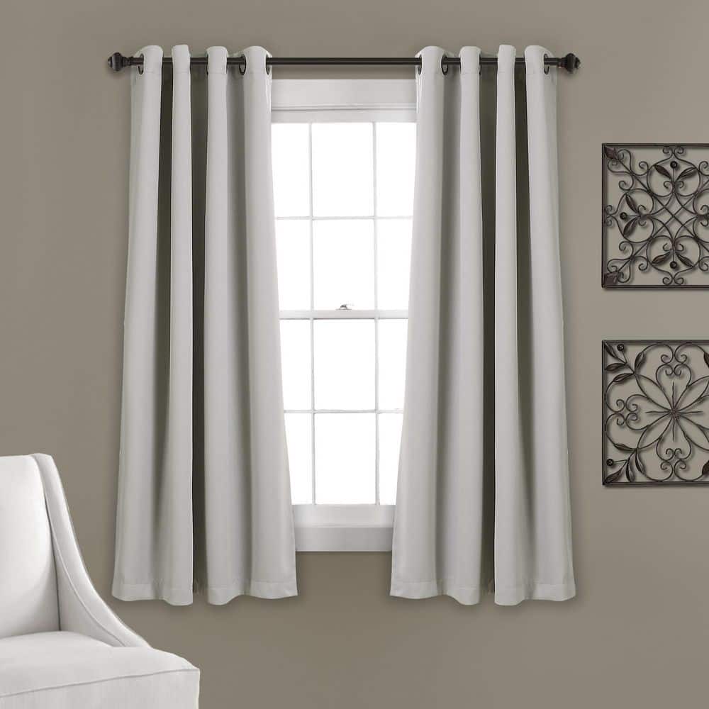 Light Gray Polyester Blackout Grommet Window Panels 52"W x 45"L