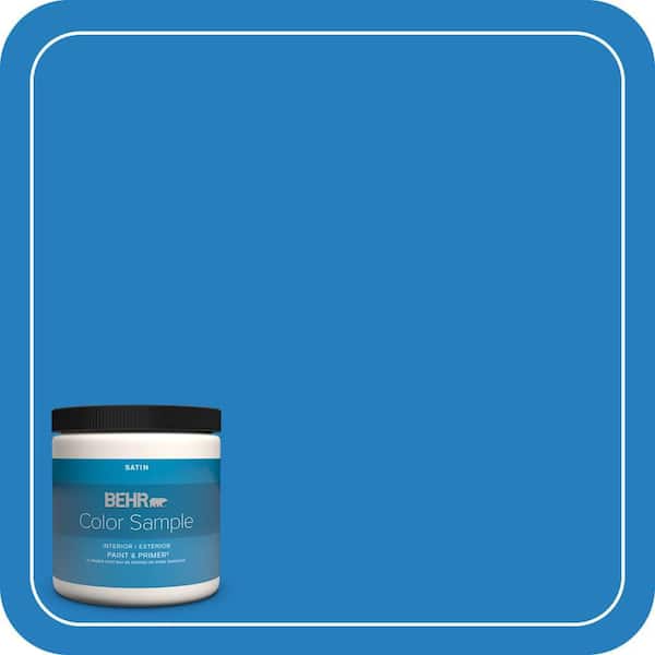 BEHR PREMIUM PLUS 8 oz. #P510-6 Brilliant Blue Satin Enamel Interior/Exterior Paint & Primer Color Sample