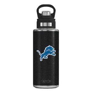 NFL DET LIONS LOGO BK 32OZ Wide Mouth Water Bottle Power Coated Stainless Steel Standard Lid