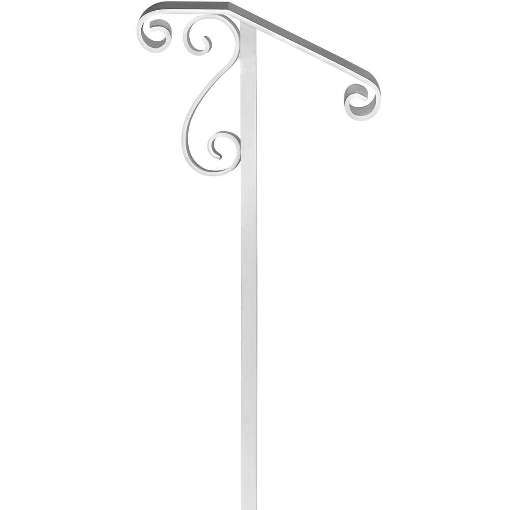 Handrails for Outdoor Steps 58 in. H x 20.5 in. W White Wrought Iron Stair Railing Kit Fit 1 or 2 Steps Single Post price history on PriceWatchPro