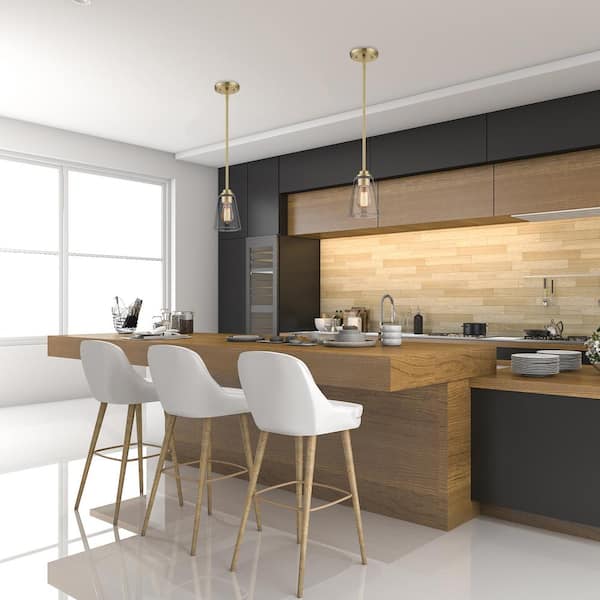 Westin 60-Watt 1-Light Brushed Gold Industrial Pendant Light with Clear Glass Shade and No Bulbs Included
