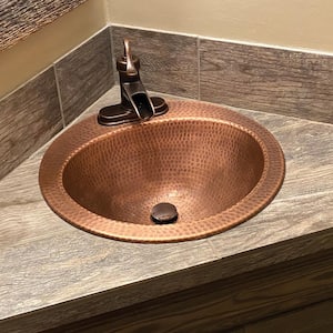 Bell 18 Gauge 19 in. Copper Drop-In Bath Sink in Antique Copper with Ashfield Faucet Kit