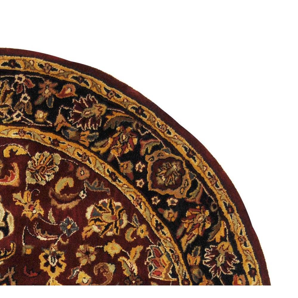 Elegant Round Burgundy Wool Tufted 6' Area Rug
