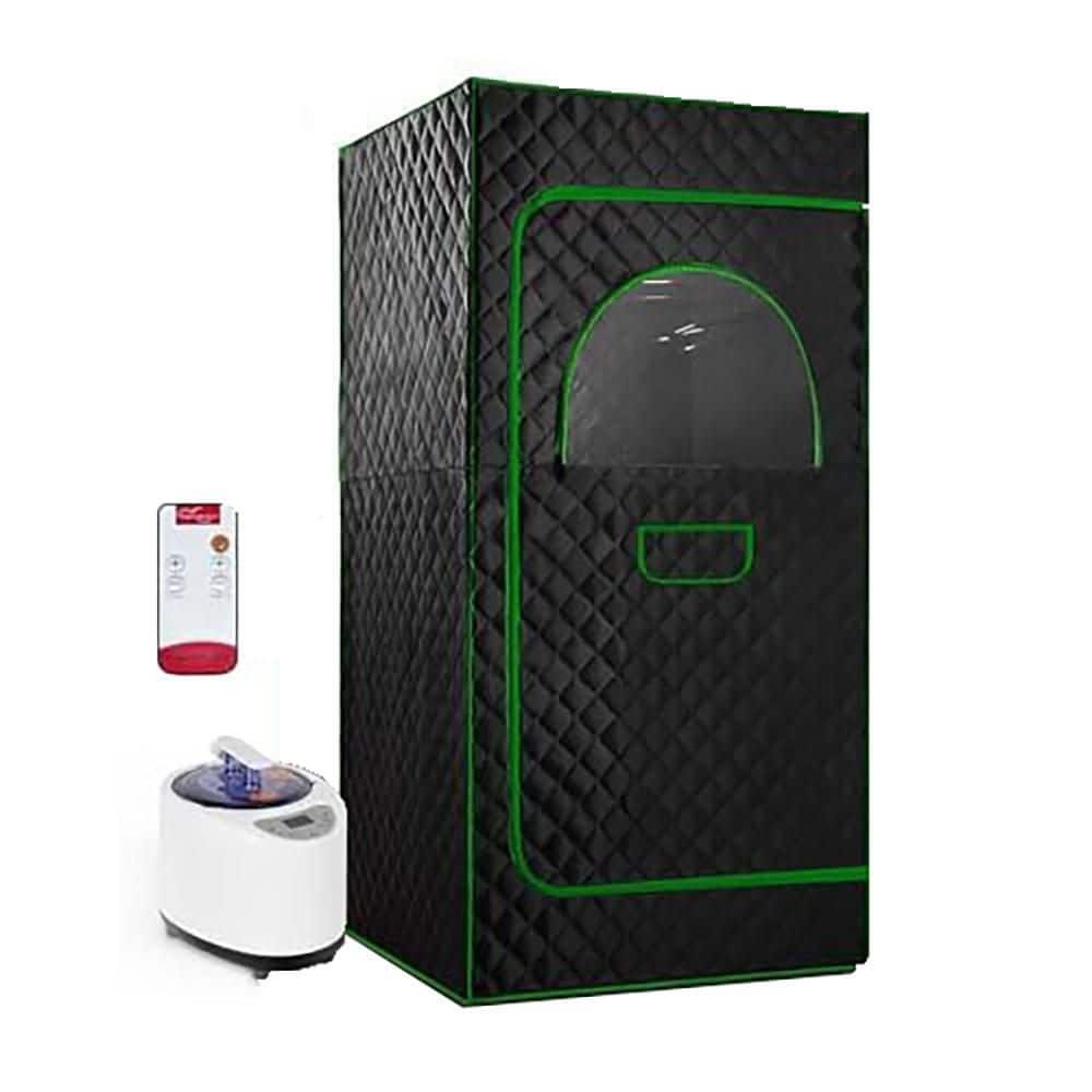 Full Size Indoor Stainless Steel Frame Steam Sauna with 2.6L Steam Generator Remote Control and Storage Pockets