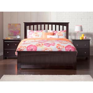Mission Espresso Full Platform Bed with Matching Foot Board with Twin Size Urban Trundle Bed