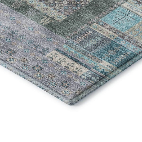 Mayfield Premium Machine Washable Abstract AMF2160 Teal 2 ft. x 3 ft. Accent Rug