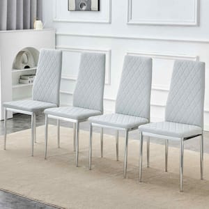 Modern Light Gray PU Leather Seat Dining Chairs Set of 4 for Kitchen, Living, Dining Room