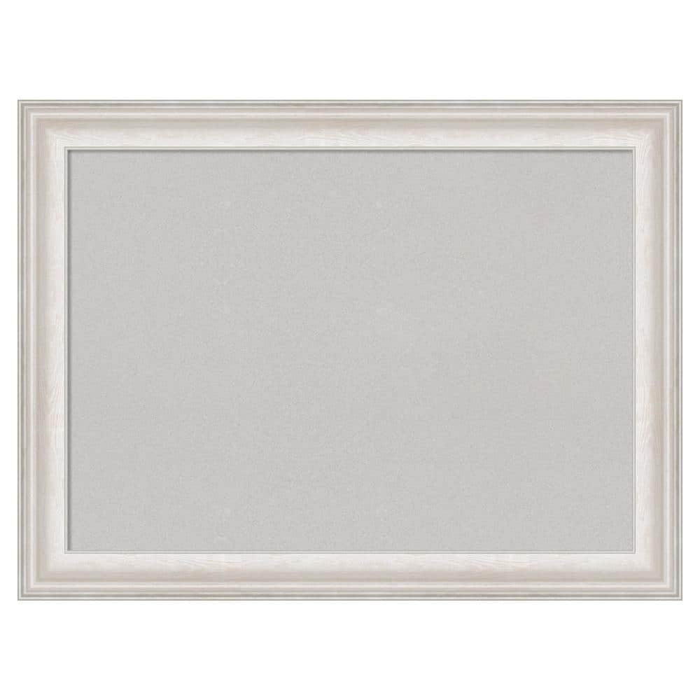 Whitewash Framed Bulletin Board With 3 Hemp Ropes, Rustic Linen Pin