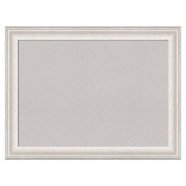 Amanti Art Trio Whitewash Silver Framed Grey Corkboard 32 in. x 24 in. Bulletin Board Memo Board