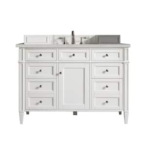 Brittany 48 in. W x 23.5 in. D x 34 in. H Bathroom Vanity in Bright White with Eternal Serena Quartz Top