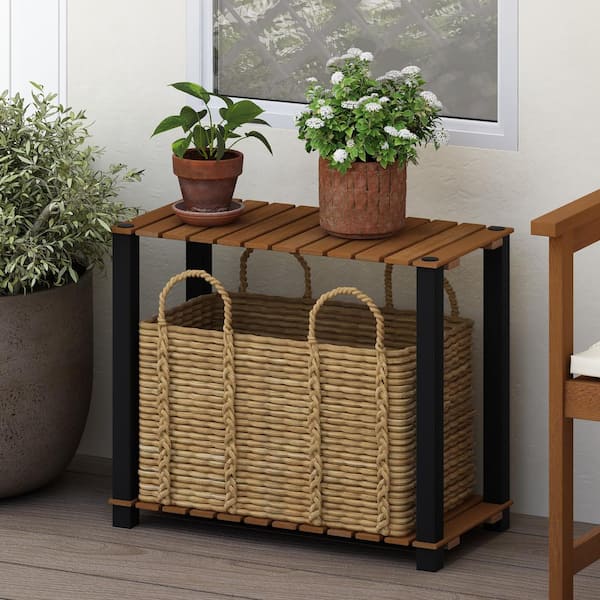 2-Tier Basket Storage  Large Amish Wicker Decorative Organizer