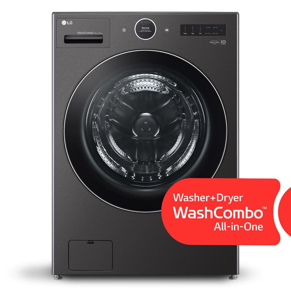 LG 5.0 cu. ft. Mega Capacity Smart Front Load Electric All-in-One Washer Dryer Combo with TurboWash360 WiFi in Black Steel