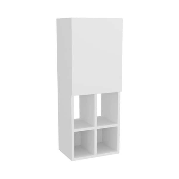 12.2 in. W x 31.5 in. H White Rectangular Engineered Wood Surface Mount Medicine Cabinet without Mirror, 5-Shelf Storage