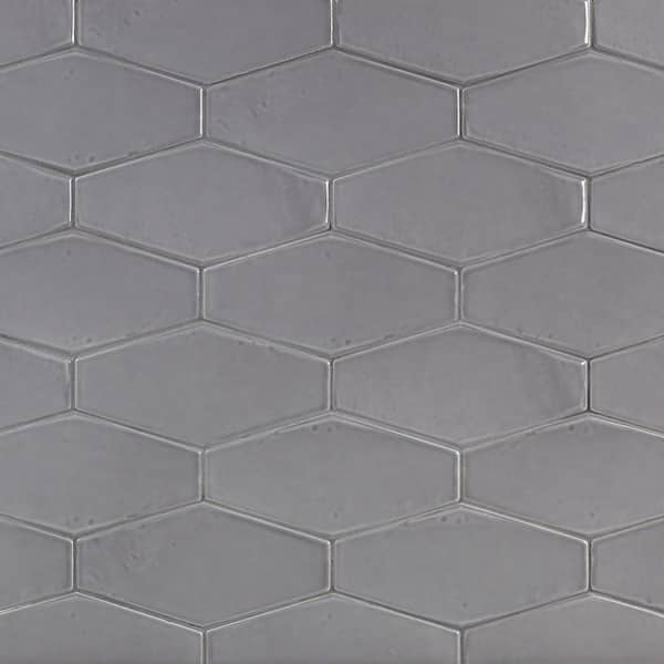 Birmingham Hexagon Charcoal 4 in. x 8 in. 8mm Polished Ceramic Subway Tile (5.38 sq. ft. / box)