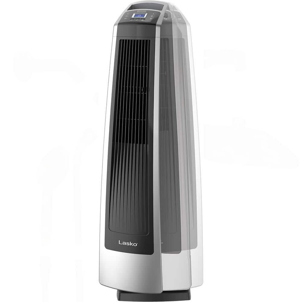 Adrinfly Oscillating High Velocity Tower Fan, Remote Control, Timer, 3 Powerful Speeds, Black and Silver