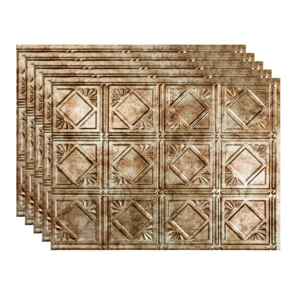 Fasade 18 in. x 24 in. Traditional # 4 Vinyl Backsplash Panel in Bermuda Bronze (Pack of 5)