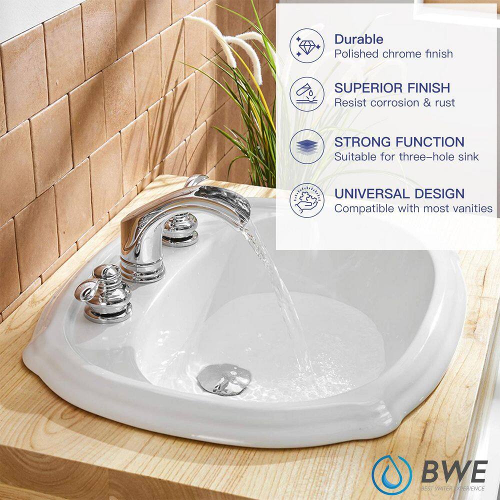 Chrome Polished 8-Inch Waterfall Widespread Bathroom Faucet